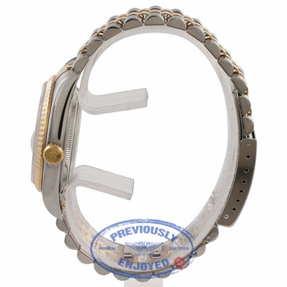 Rolex Datejust 36MM 18k Yellow Gold Stainless Steel Fluted Bezel Champagne Dial Index Markers 16233 VJ1623 - Beverly Hills Watch Company Watch Store