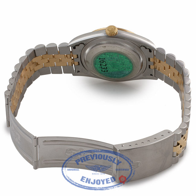 Rolex Datejust 36MM 18k Yellow Gold Stainless Steel Fluted Bezel Champagne Dial Index Markers 16233 VJ1623 - Beverly Hills Watch Company Watch Store