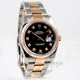 Rolex Datejust 36mm Stainless Steel and 18K Rose Gold Oyster Bracelet Fluted Bezel Black Diamond Marker Dial Watch 116243 Luxury Watches Beverly Hills
