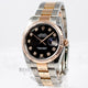 Rolex Datejust 36mm Stainless Steel and 18K Rose Gold Oyster Bracelet Fluted Bezel Black Diamond Marker Dial Watch 116243 Luxury Watches Beverly Hills