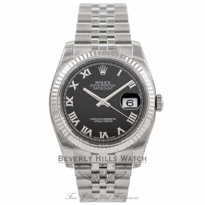 Rolex Datejust 36MM Black Roman Dial Jubilee Bracelet 116234 - Beverly Hills Watch Company Watch Store