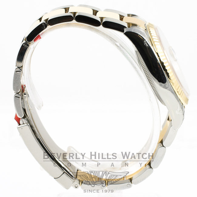 Rolex Datejust Stainless Steel and Yellow Gold Oyster Bracelet Domed Bezel White Roman Dial Automatic Watch 116233 Beverly Hills Watch Company Watches