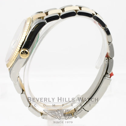 Rolex Datejust Stainless Steel and Yellow Gold Oyster Bracelet Domed Bezel White Roman Dial Automatic Watch 116233 Beverly Hills Watch Company Watches