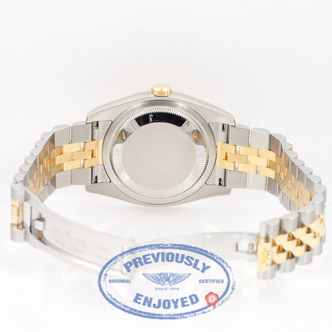 Rolex Datejust 36mm Stainless Steel and Jubille Bracelet Champagne Diamond Dial Full Diamond Bezel Watch 116243