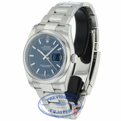 Rolex Datejust 36mm Stainless Steel Blue Dial 116200 A6R0YA - Beverly Hills Watch Company