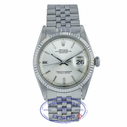 Rolex DateJust Stainless Steel Jubilee Bracelet Silver Index Dial 1601 64M8UQ - Beverly Hills Watch Company