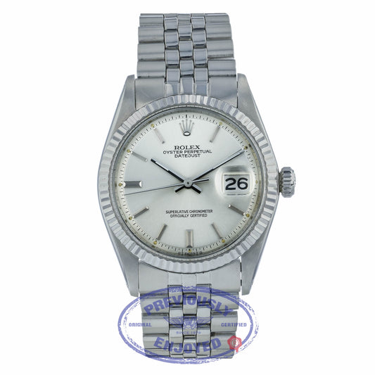 Rolex DateJust Stainless Steel Jubilee Bracelet Silver Index Dial 1601 64M8UQ - Beverly Hills Watch Company