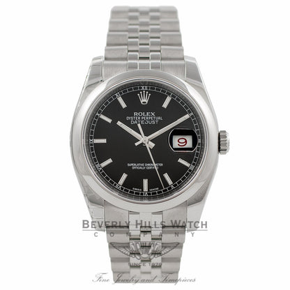 Rolex Datejust 36MM Stainless Steel Black Dial 116200 - Beverly Hills Watch Company Watch Store