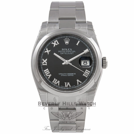 Rolex Datejust 36MM Stainless Steel Domed Bezel Black Dial 116200 JJ16DN - Beverly Hills Watch Store