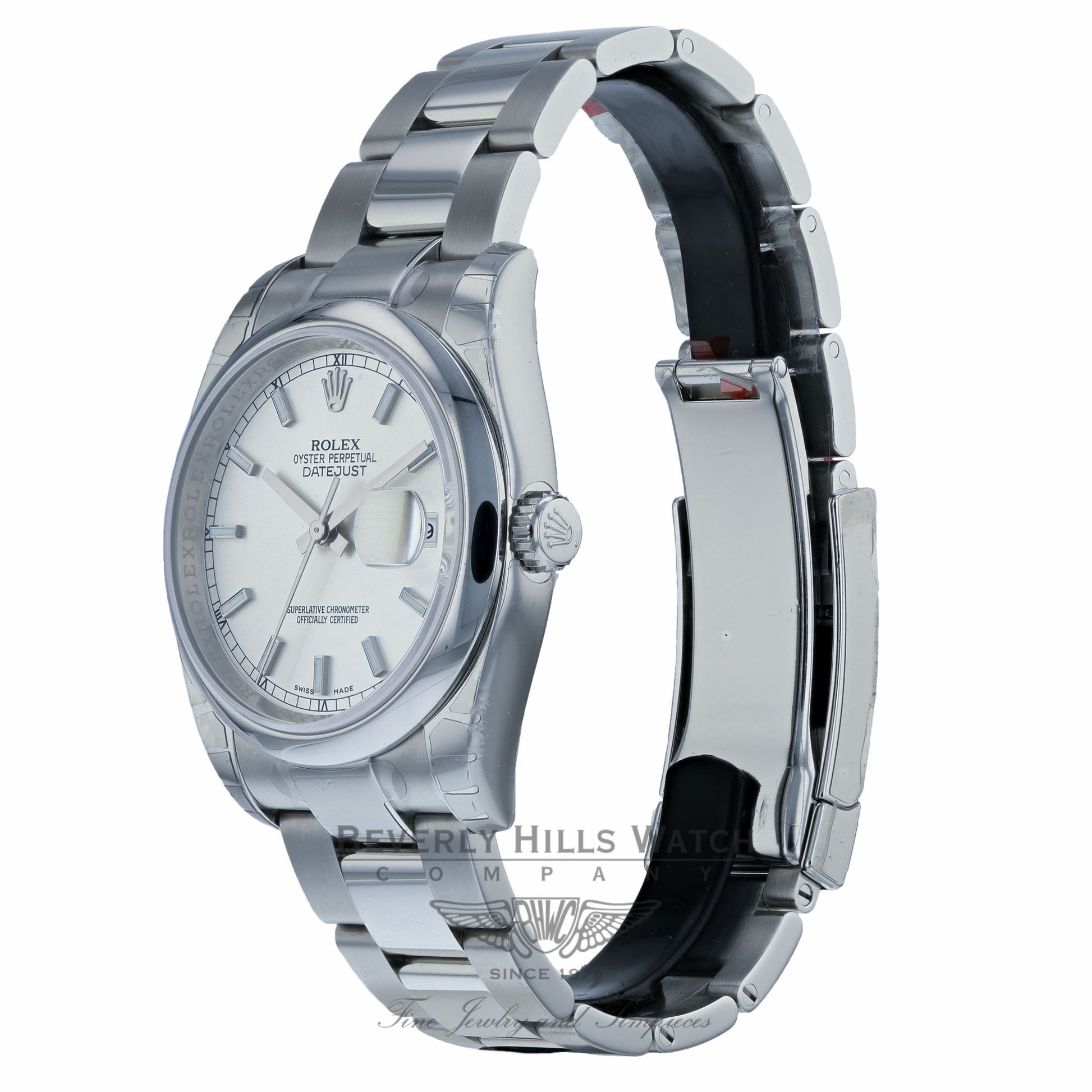 Rolex Datejust 36MM Stainless Steel Domed Bezel Silver Index Dial 116200 446QJX - Beverly Hills Watch Company Watch Store