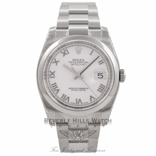 Rolex Datejust 36MM Stainless Steel Domed Bezel White Dial 116200 RK3HX3 - Beverly Hills Watch Company Watch Store