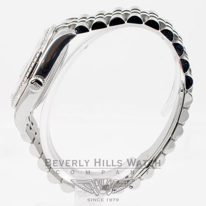 Rolex Datejust 36mm Stainless Steel Case Jubilee Bracelet Diamond Bezel Black Diamond Dial Watch 116244 Beverly Hills Watch Company Watch Store