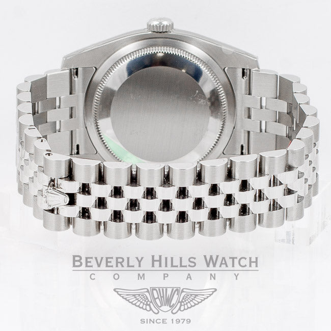 Rolex Datejust 36mm Stainless Steel Case Jubilee Bracelet Diamond Bezel Black Diamond Dial Watch 116244 Beverly Hills Watch Company Watch Store