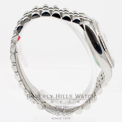 Rolex Datejust 36mm Stainless Steel Case Jubilee Bracelet Diamond Bezel Black Diamond Dial Watch 116244 Beverly Hills Watch Company Watch Store
