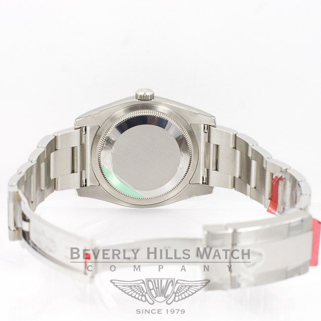 Rolex Datejust 36mm Stainless Steel Oyster Bracelet White Gold Fluted Bezel Silver Jubilee Diamond Dial Watch 116234 Beverly Hills Watch Company Watches