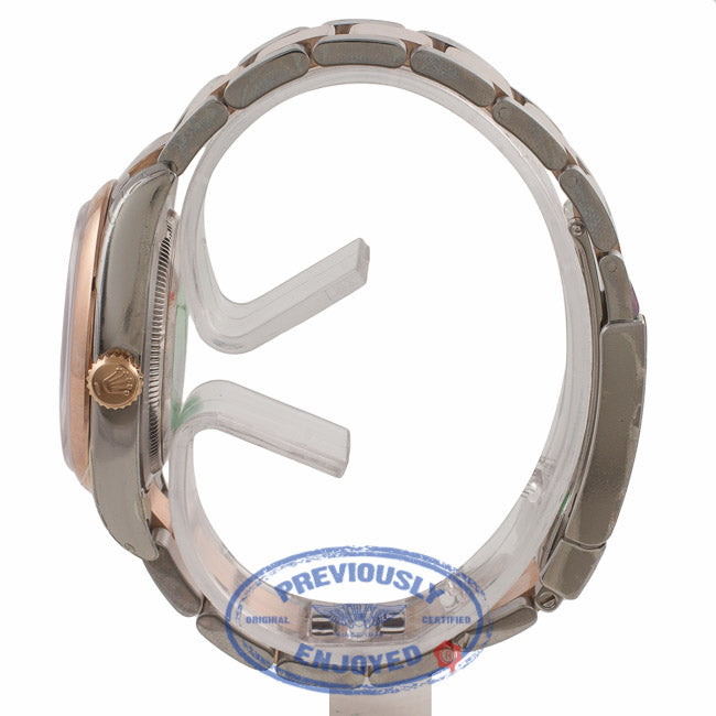 Rolex Datejust 36MM Stainless Steel 18k Rose Gold Domed Bezel Silver Dial Index Markers 116201 ZV5M20 - Beverly Hills Watch Company Watch Store