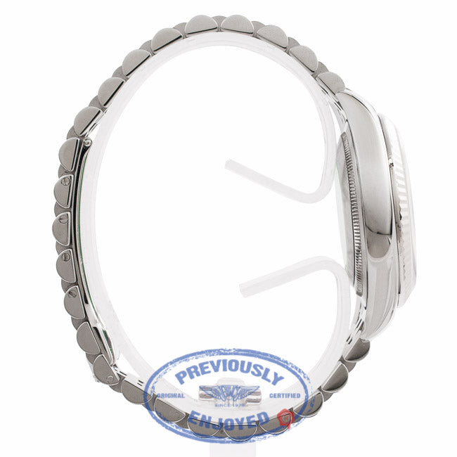 Rolex Datejust 36MM Black Roman Dial Jubilee Bracelet 18k White Gold Fluted Bezel 116234 C84YNP - Beverly Hills Watch Company Watch Store