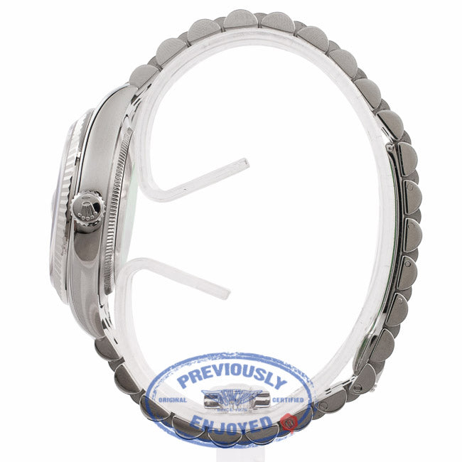 Rolex Datejust 36MM Black Roman Dial Jubilee Bracelet 18k White Gold Fluted Bezel 116234 C84YNP - Beverly Hills Watch Company Watch Store