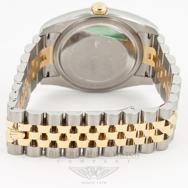 Rolex Datejust 36mm Stainless Steel and Yellow Gold Jubilee Bracelet Rhodium Roman Numeral Dial Fluted Bezel Watch 116233 Beverly Hills Watch Company Watch Store