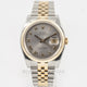 Rolex Datejust 36mm Stainless Steel and Yellow Gold Jubilee Bracelet Rhodium Roman Numeral Dial Fluted Bezel Watch 116233 Beverly Hills Watch Company Watch Store