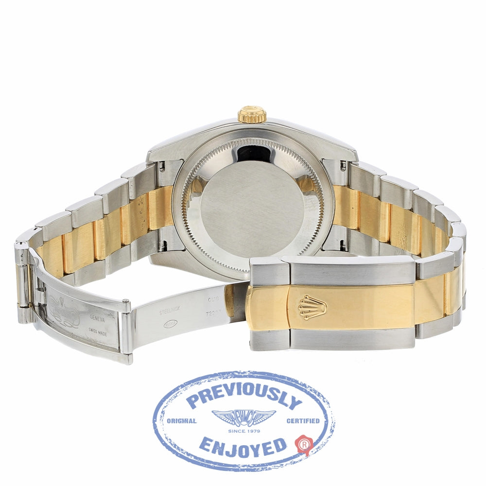Rolex Datejust 36mm Stainless Steel and Yellow Gold Oyster Bracelet Rhodium Roman Numeral Dial Fluted Bezel 116233 YFKZE9 - Beverly Hills Watch Company