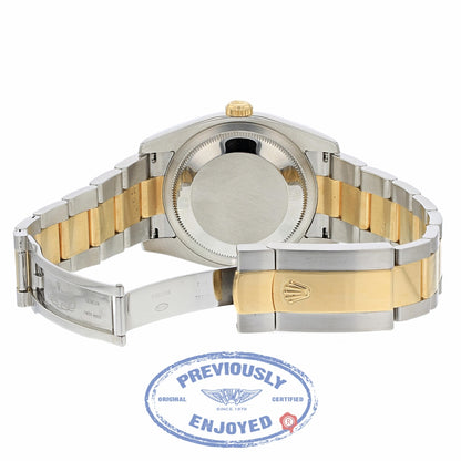 Rolex Datejust 36mm Stainless Steel and Yellow Gold Oyster Bracelet Rhodium Roman Numeral Dial Fluted Bezel 116233 YFKZE9 - Beverly Hills Watch Company