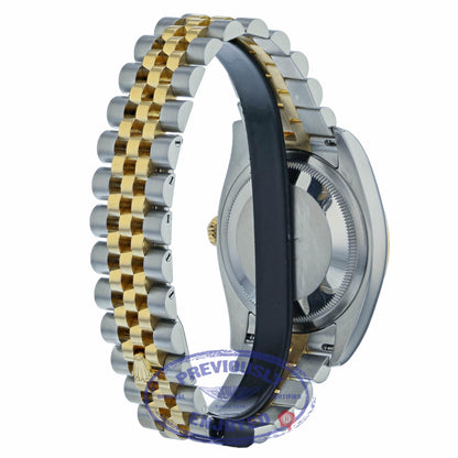 Rolex Datejust 36mm Yellow Gold and Steel Fluted Bezel White Dial Roman Jubilee Bracelet 116233 J6VW5M - Beverly Hills Watch Company