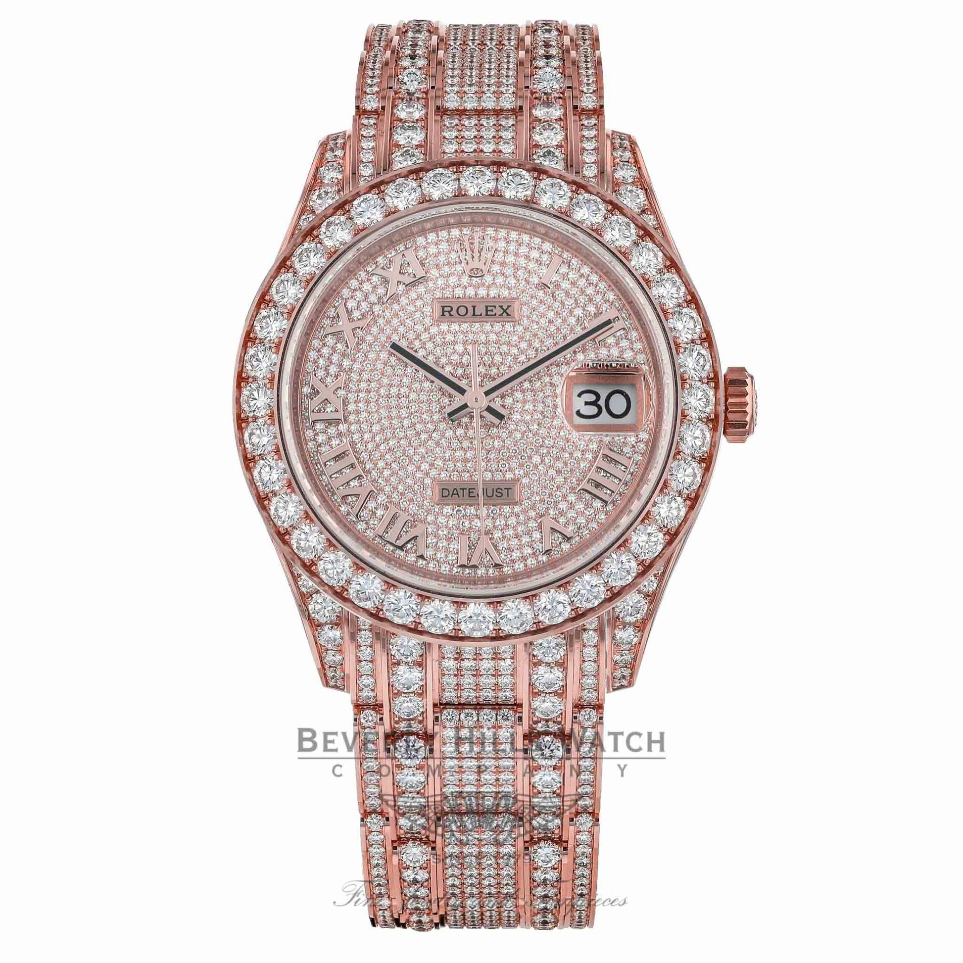 Rolex Pearlmaster 39mm Everose Gold Paved Diamonds 86405RBR YLEE4T - Beverly Hills Watch Company