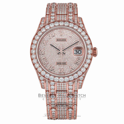 Rolex Pearlmaster 39mm Everose Gold Paved Diamonds 86405RBR YLEE4T - Beverly Hills Watch Company