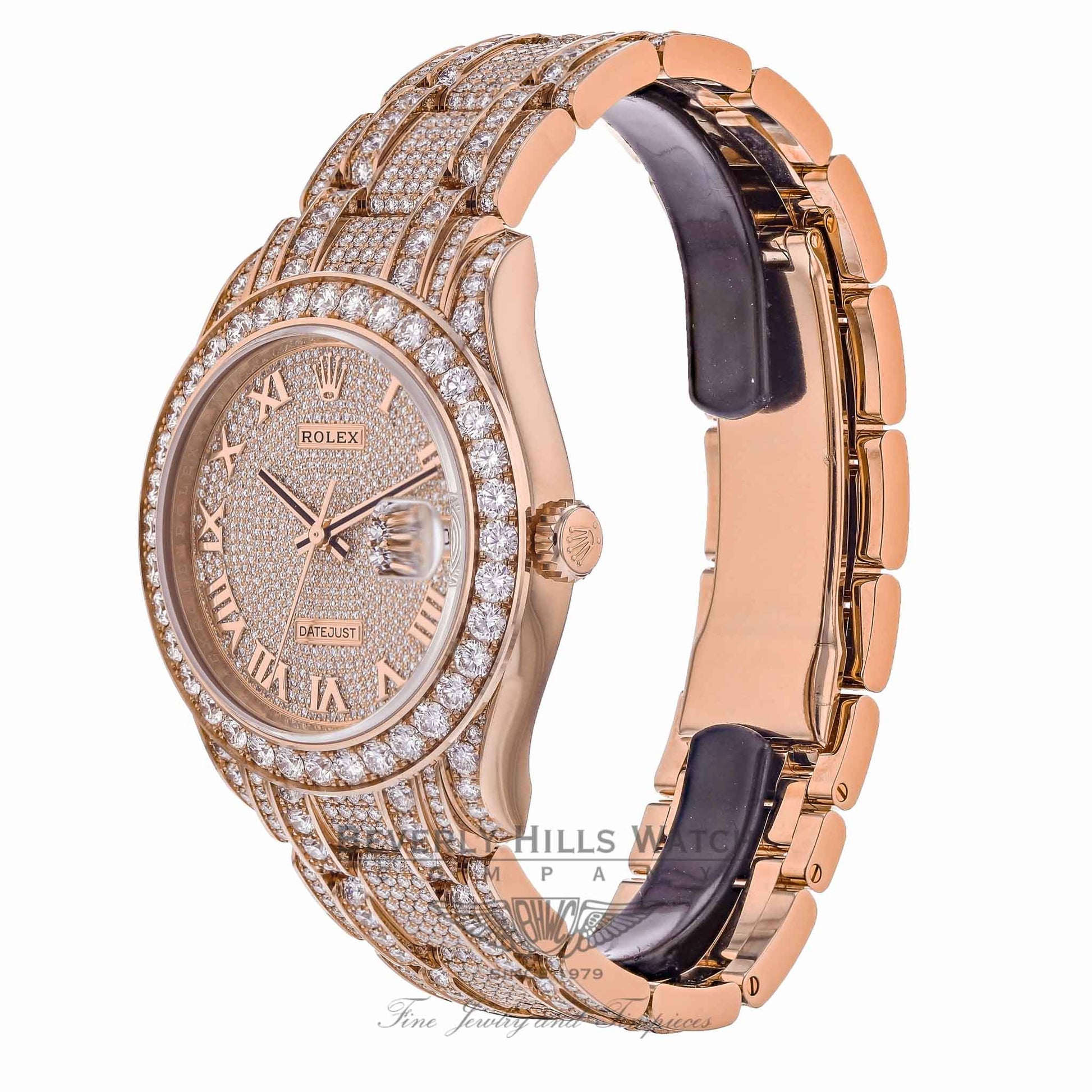 Rolex Pearlmaster 39mm Everose Gold Paved Diamonds 86405RBR YLEE4T - Beverly Hills Watch Company