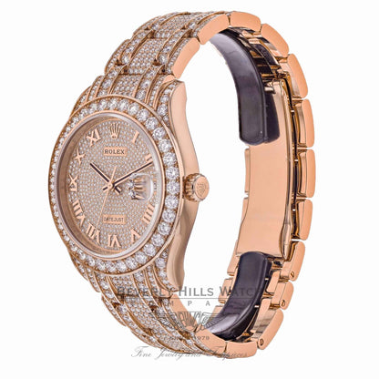 Rolex Pearlmaster 39mm Everose Gold Paved Diamonds 86405RBR YLEE4T - Beverly Hills Watch Company