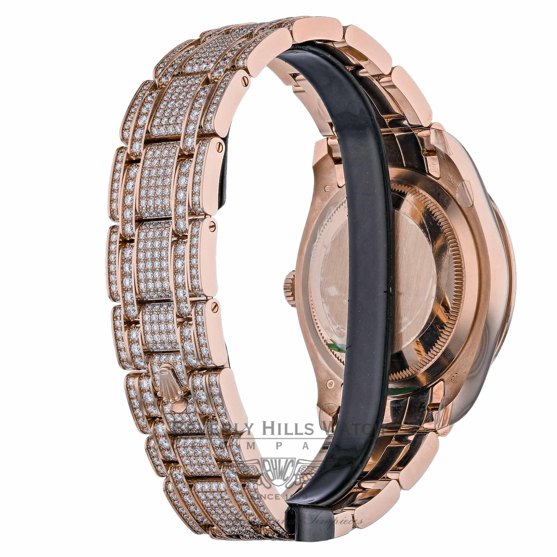 Rolex Pearlmaster 39mm Everose Gold Paved Diamonds 86405RBR YLEE4T - Beverly Hills Watch Company