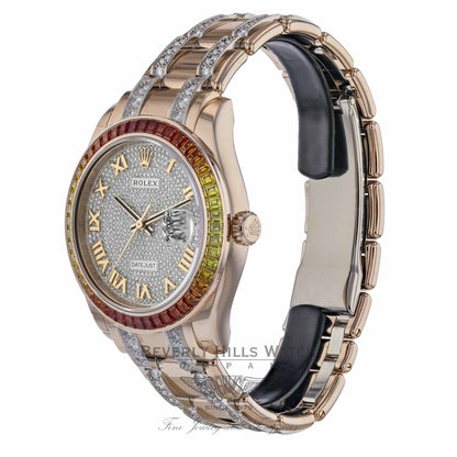 Datejust Pearlmaster 39mm Everose Gold Pave Diamond Dial Gradiant Bezel 86345SAJOR 1PL4Y2 - Beverly Hills Watch Company