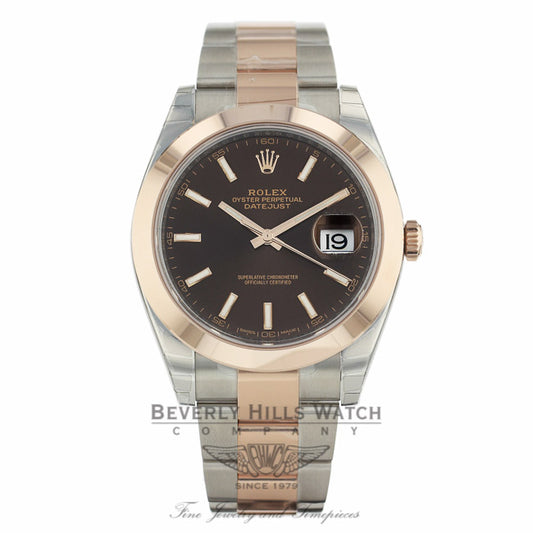 Rolex Datejust 41mm 18k Rose Gold Stainless Steel Automatic Chocolate Dial 126301 AY6ACJ - Beverly Hills Watch Company