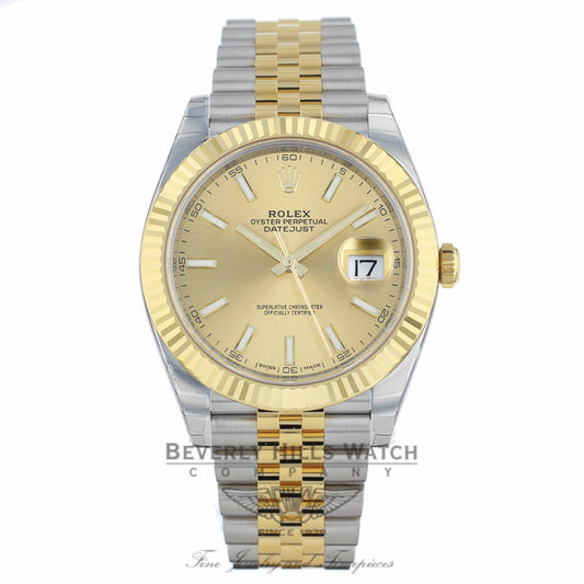 Rolex Datejust 41mm Champagne Dial Steel 18K Yellow Gold Jubilee 126333 - Beverly Hills Watch Company