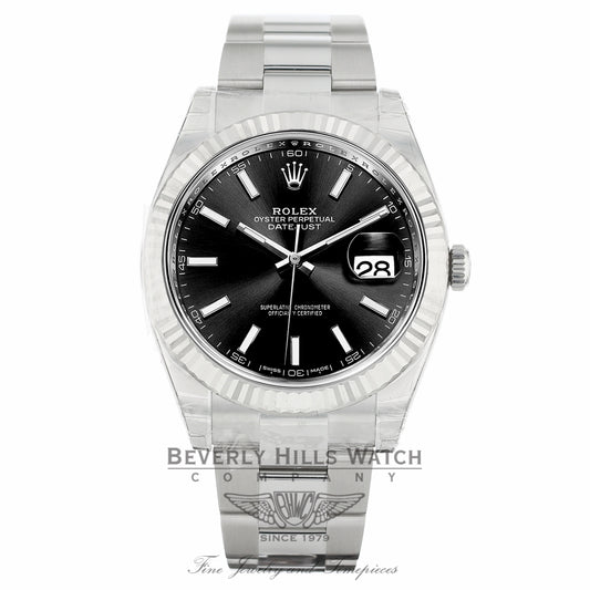 Rolex Datejust II 41mm 18k White Gold Stainless Steel Oyster Bracelet 126334 ZE4YPQ - Beverly Hills Watch
