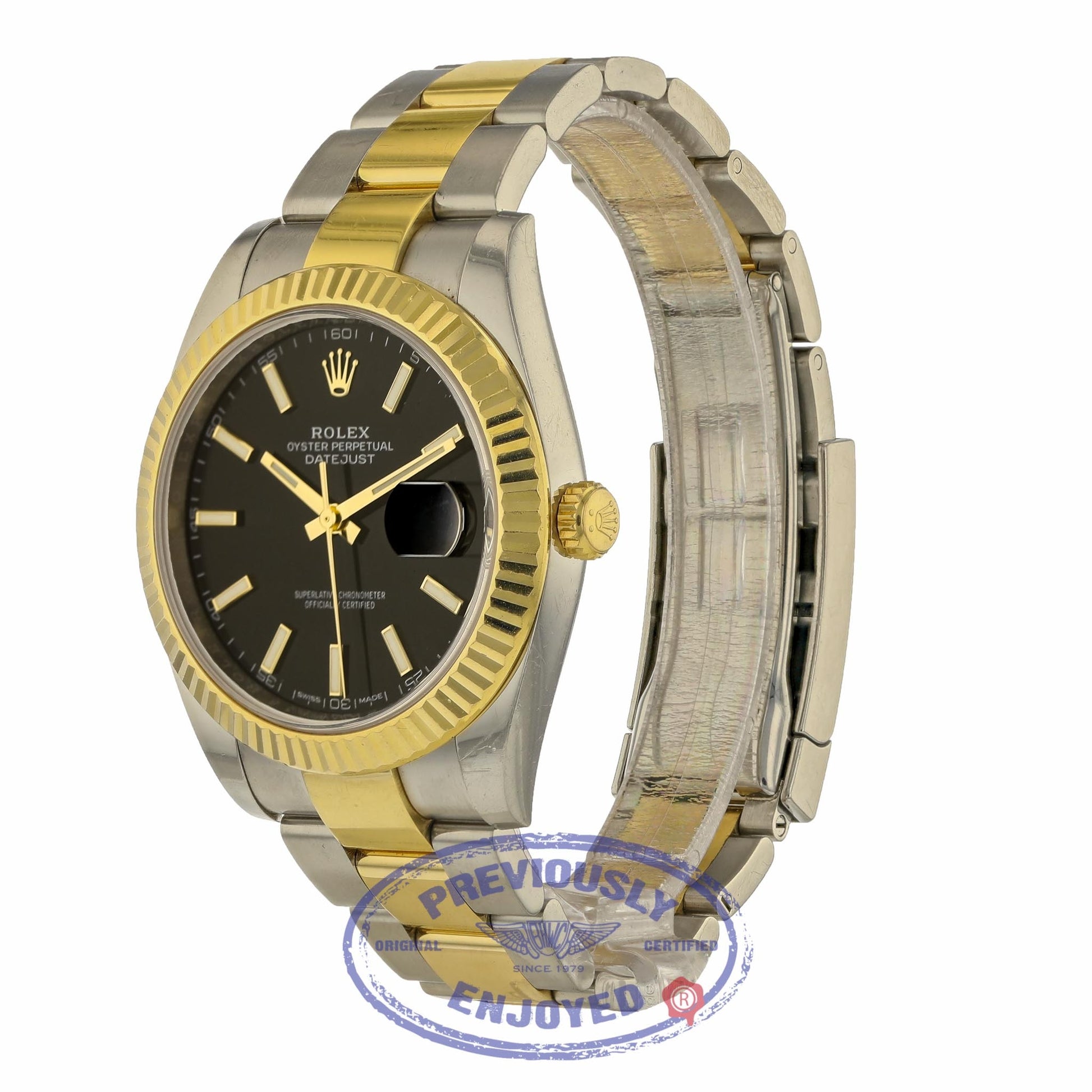 Rolex Datejust 41mm Stainless Steel 18k Yellow Gold Black Dial 126333 CMWC6N - Beverly Hills Watch