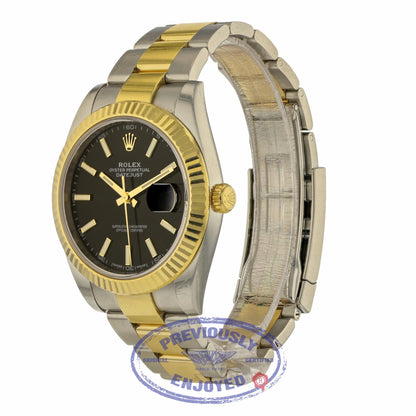 Rolex Datejust 41mm Stainless Steel 18k Yellow Gold Black Dial 126333 CMWC6N - Beverly Hills Watch