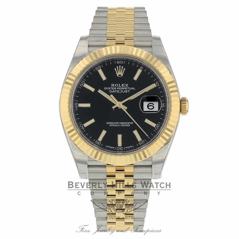 Rolex Datejust 41mm Stainless Steel 18k Yellow Gold Black Dial 126333 HA0RL6 - Beverly Hills Watch