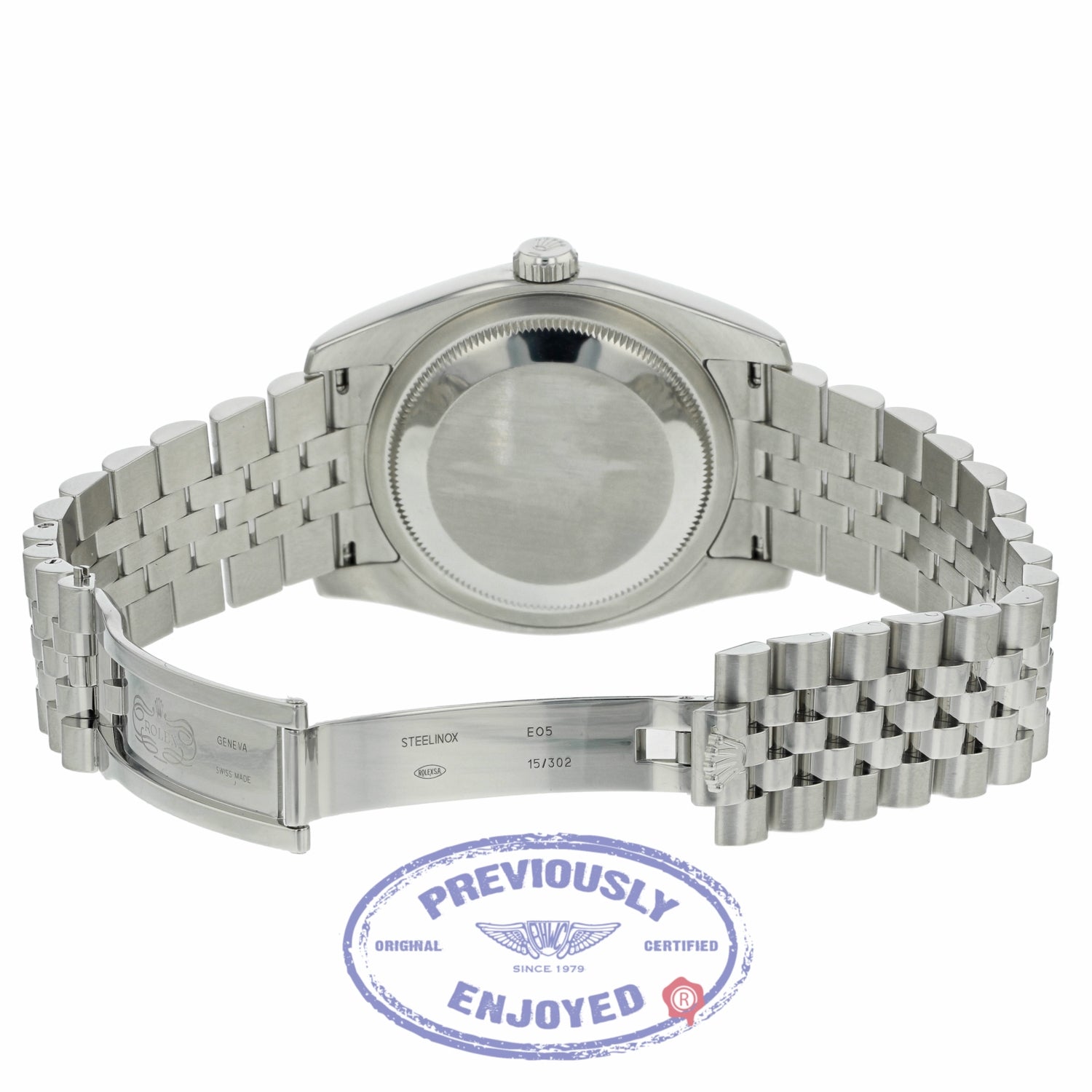 Rolex Datejust 36mm Stainless Steel White Gold Fluted Bezel Dark Mother of Pearl Diamond Dial 116234 JUDMH5 - Beverly Hills Watch