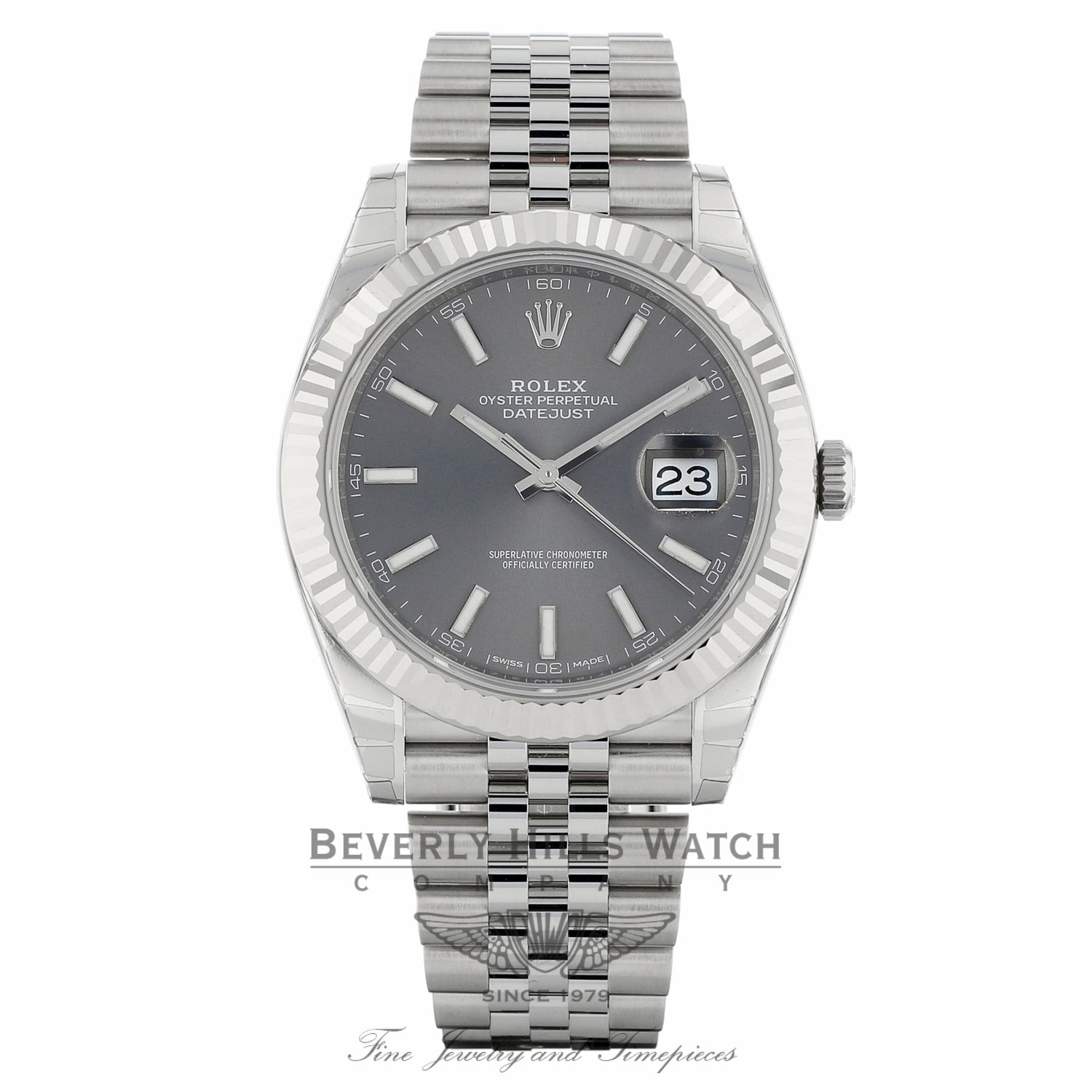 Rolex Datejust 41mm 18k White Gold Stainless Steel  Jubilee Bracelet 126334 D2T0CL - Beverly Hills Watch