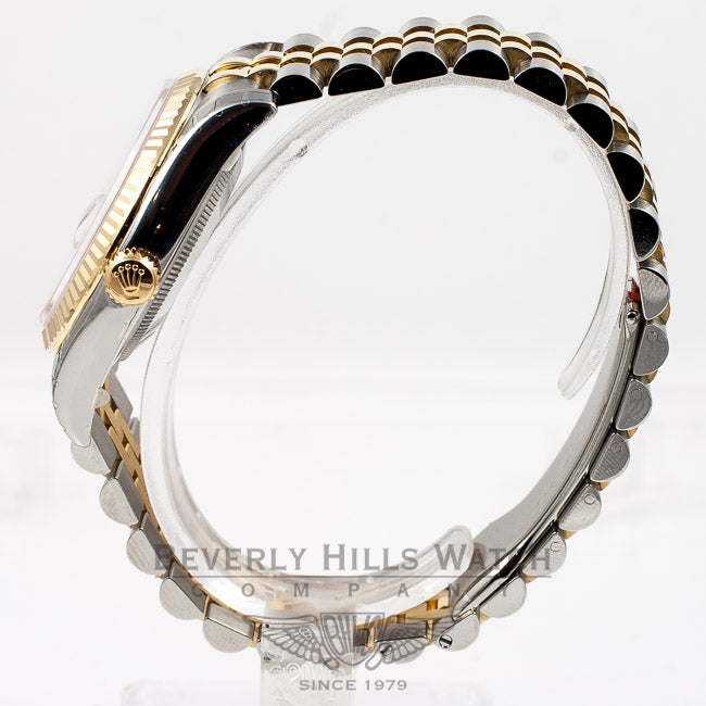 Rolex Datejust 36mm Stainless Steel and Yellow Gold jubilee Bracelet Fluted Bezel White Diamond Dial Watch 116233 Beverly Hills Watch Company Watch Store