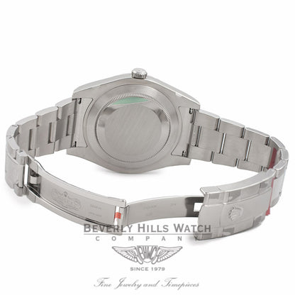 Rolex Datejust II 41mm Stainless Steel White Gold Fluted Bezel Blue Roman Dial 116334 - Beverly Hills Watch Company Watch Store