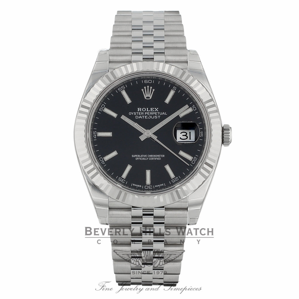 Rolex Datejust II 41mm 18k White Gold Fluted Bezel Stainless Steel Jubilee Bracelet 126334 K53Y8N - Beverly Hills Watch