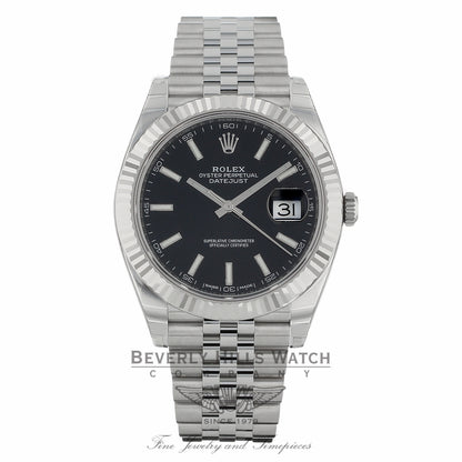 Rolex Datejust II 41mm 18k White Gold Fluted Bezel Stainless Steel Jubilee Bracelet 126334 K53Y8N - Beverly Hills Watch