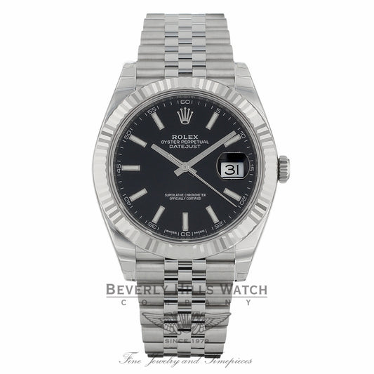 Rolex Datejust II 41mm 18k White Gold Fluted Bezel Stainless Steel Jubilee Bracelet 126334 K53Y8N - Beverly Hills Watch