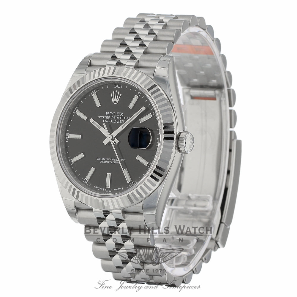 Rolex Datejust II 41mm 18k White Gold Fluted Bezel Stainless Steel Jubilee Bracelet 126334 DRQCHX - Beverly Hills Watch