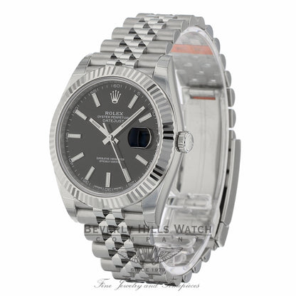 Rolex Datejust II 41mm 18k White Gold Fluted Bezel Stainless Steel Jubilee Bracelet 126334 DRQCHX - Beverly Hills Watch