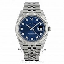 Rolex Datejust 41mm 18k White Gold Blue Diamond Dial Stainless Steel Jubilee Bracelet 126334 1MZEV5