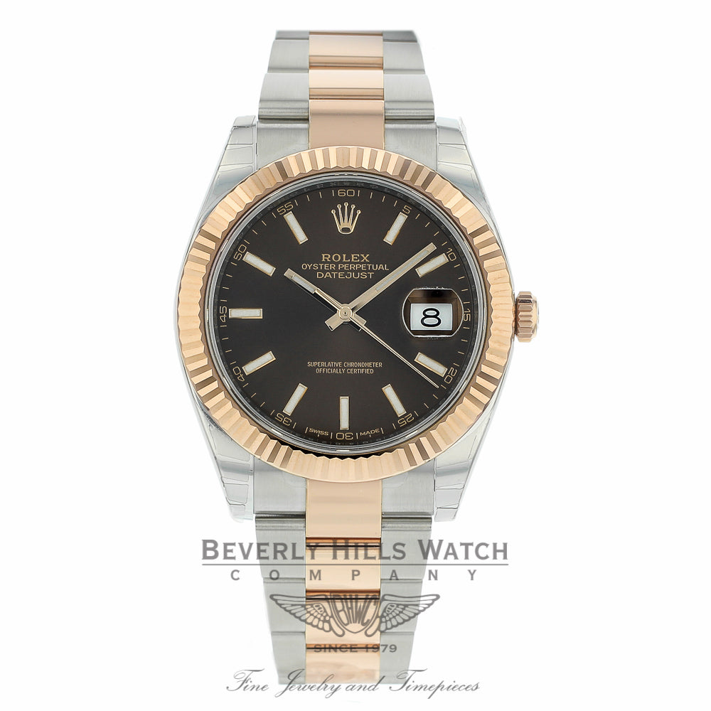 Rolex Datejust 41mm Chocolate Dial Steel 18K Everose Gold Stainless Steel Oyster Bracelet 126331 RWTE89 - Beverly Hills Watch Company